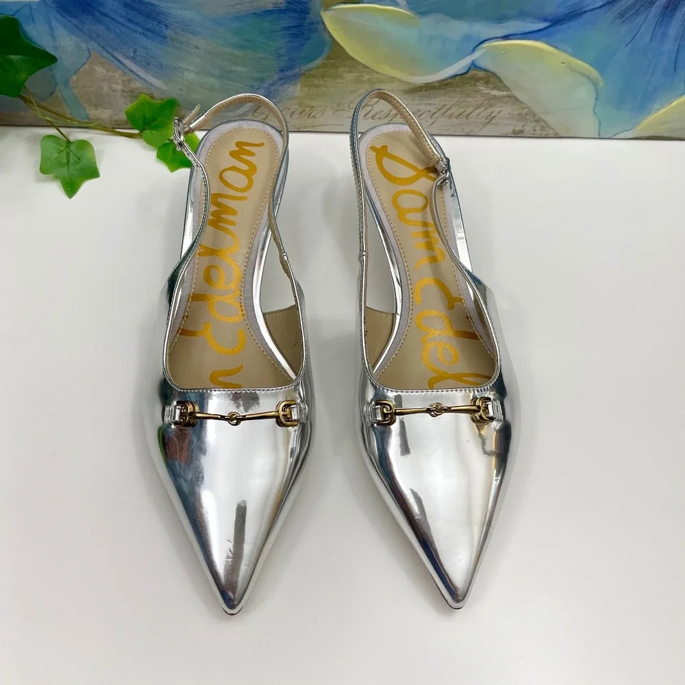 Sam Edelman Fitzgerald Kitten Heels in Silver Size 7.5 - Picture 5 of 12
